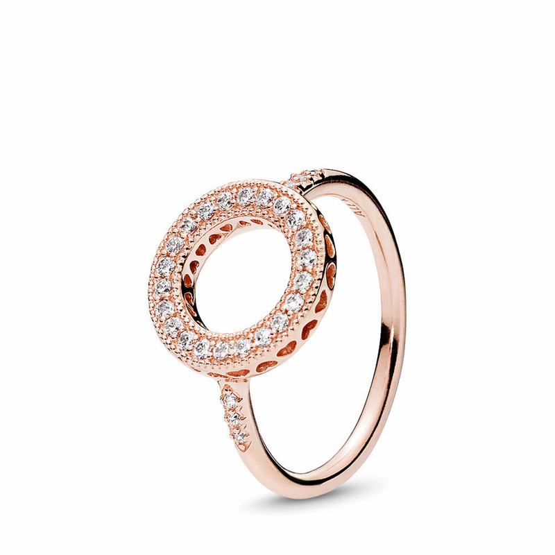 Pandora Rose™ Hearts of PANDORA Halo Stackable Ring Sale NZ (217480-TKJ)